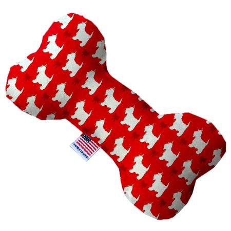 MIRAGE PET PRODUCTS Christmas Westies Canvas Bone Dog Toy 8 in. 1319-CTYBN8